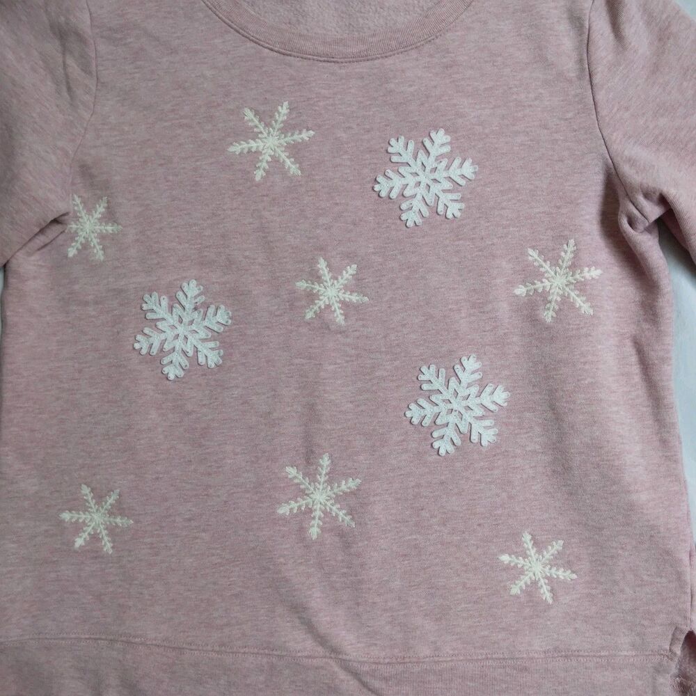 Talbots Pink Snowflake Sweatshirt Cozy Cabincore Ski Lodge Women's Size M - Picture 4 of 10